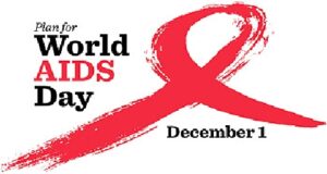 graphic of AIDS ribbon with words saying Plan for World AIDS Day