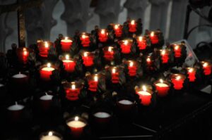 photo of red votive candles