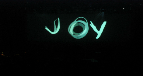 electric graphic of the word joy
