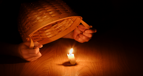 photo of a light under a bushel