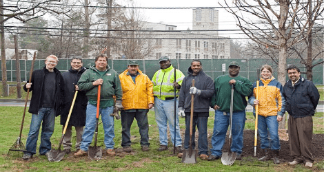 Princeton Seminary grounds crew and students