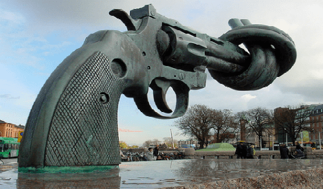 Twisted Gun Statue Outside the United Nations