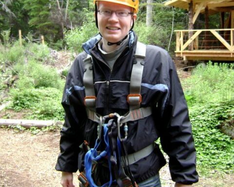 patrick heery in ziplining gear